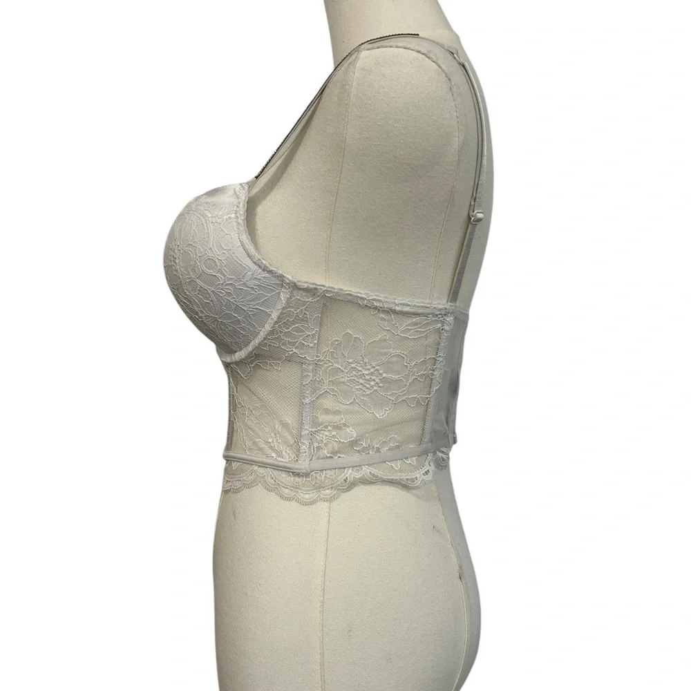 Victoria Secret Bralette Bra Bombshell Push Up White Size 34C Bridal Lace - Picture 6 of 12